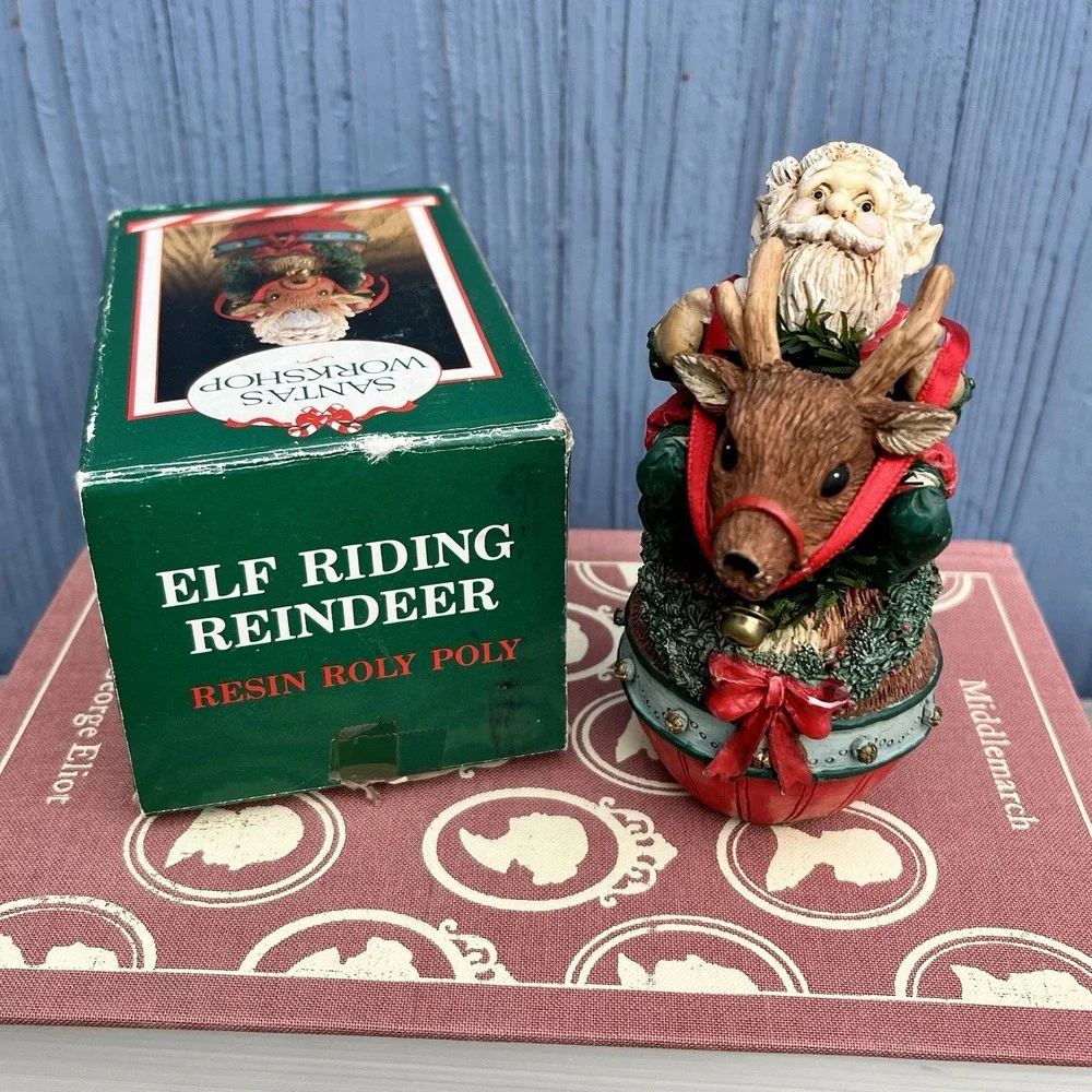 Midwest Importers Roly Poly Elf Riding a Reindeer 4.5
